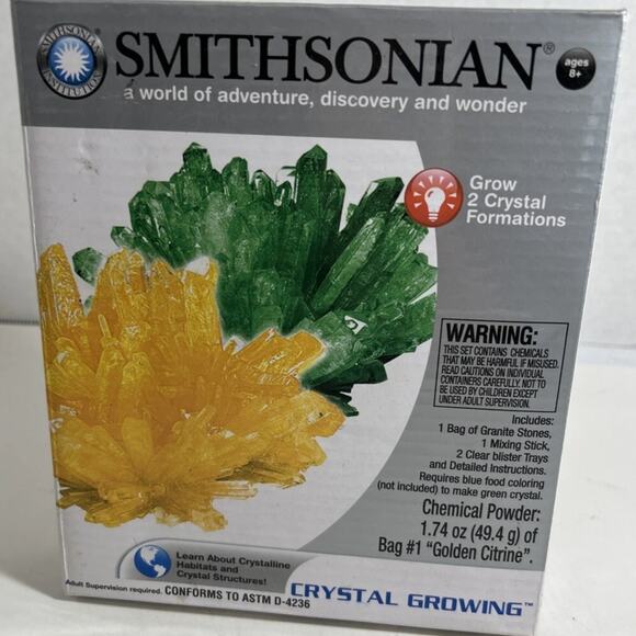 Smithsonian Crystal Growing Kit 2 Golden Citrine (add blue to be green) NWB - Picture 1 of 2